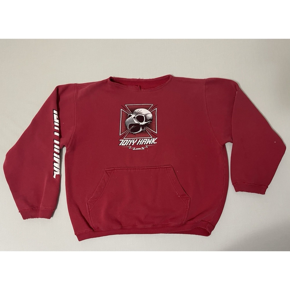 Vintage Tony Hawk Sweatshirt Skateboarding Y2K 90's Rare Thrashed Boxy‎ Fit